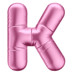 3D Pink Balloon Letter K Symbol for Celebrations with Transparent Background