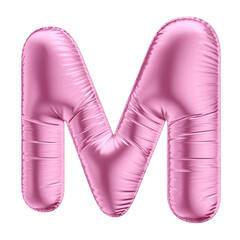3D Pink Balloon Letter M Symbol for Celebrations with Transparent Background