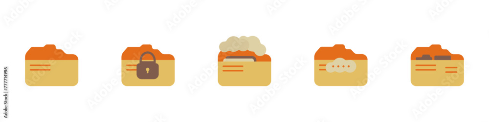 Poster file folder vector icon set. colorful cloud file storage logo. open vector document. a simple direct