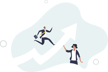 Help . Support. The business team raising an arrow for a teammate.concept of coherence and success