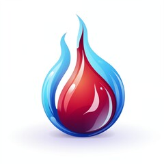 Obraz premium Stylized Fire Icon with Vibrant Blue and Red Gradients