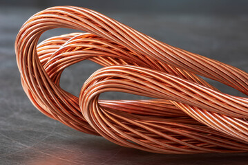 Copper wire cable close-up, raw material energy industry - 777717173