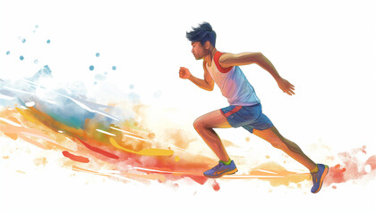 Dynamic Runner in an Abstract Colorful Sprint Illustration