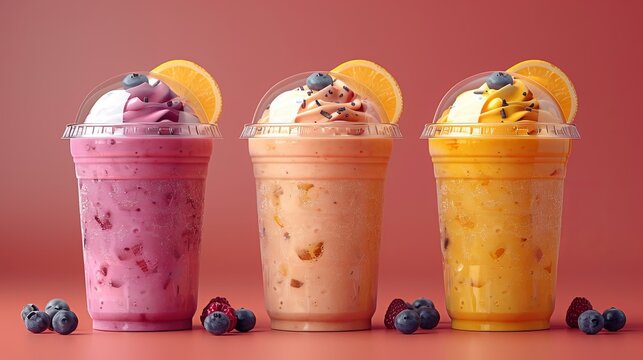 Illustration of a clear plastic cup with a sphere dome cap, suitable for milkshakes, lemonade, and smoothies. It's isolated on a white background.