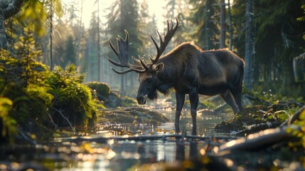 deer in the forest - Powered by Adobe