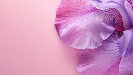 Close-up of delicate pink flower petal with water droplets and soft lighting on background - Powered by Adobe