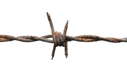 A barbed wire on transparent background, png	