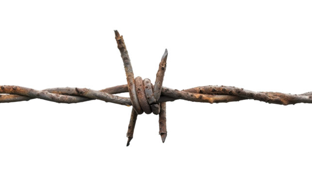 A barbed wire on transparent background, png	