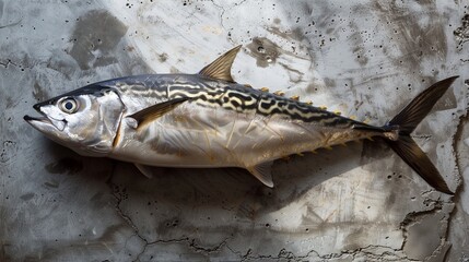 Sea to Table: Exquisite Fish Composition on Raw Concrete Backdrop