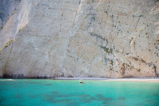 Turquoise sea and white rock in Zakynthos 