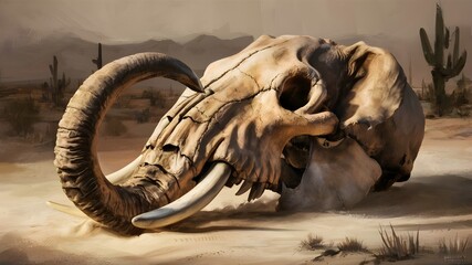 Elephant Skull: Remnants of Majestic Beasts - obrazy, fototapety, plakaty
