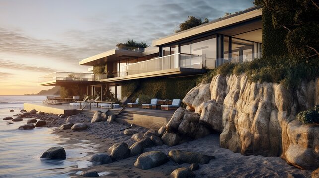 A photo of a Contemporary Beach House with Nature