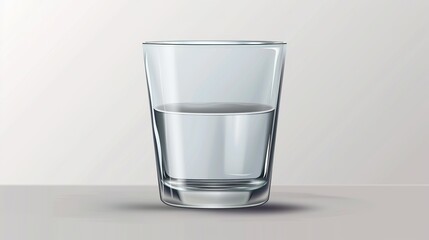 Realistic vector illustration of an empty drinking glass cup made of transparent glassware.