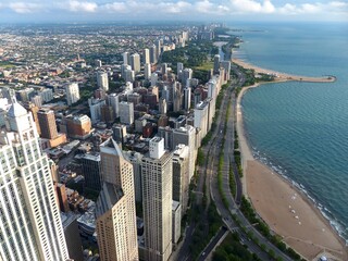 aerial view of city of Chicago 
