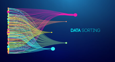 Data sorting colorful lines background. Data flow technology illustration