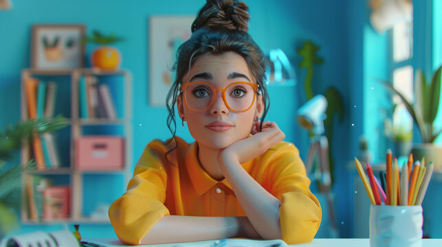 graphic designer pensierosa  che pensa ai suoi ruoli e alle sue responsabilità, 