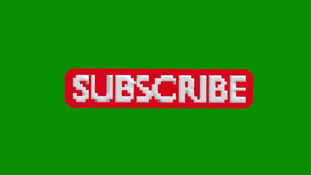 3d subscribe button moving forward rotating on screen with green background