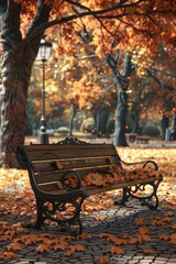 lonely empty bench in the park Generative AI