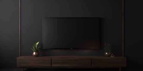 minimalist interior with TV and armchair Generative AI