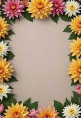 Fototapeta premium Photo real floral border with Lillis and chrysanthemum