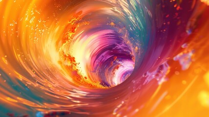 abstract dreamscape with swirling colors merging in mid-air, forming a vivid tunnel