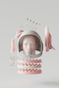 abstract composition qith a spaceman