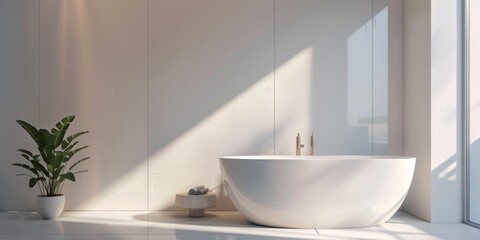 Fototapeta na wymiar minimalist bathroom interior Generative AI