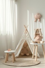 children's room with toys and tent Generative AI