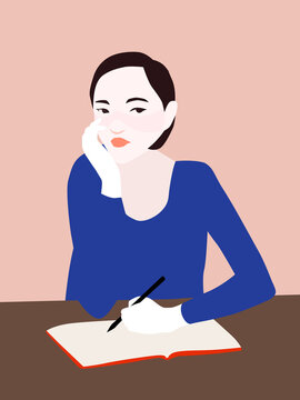 Woman writing a diary