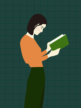 Woman absorbed reading 