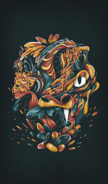 Dragon face illustration - Chinese New Year symbol