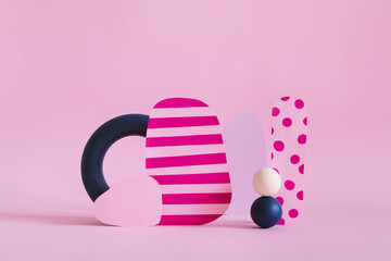 Different colored objects together on paper background