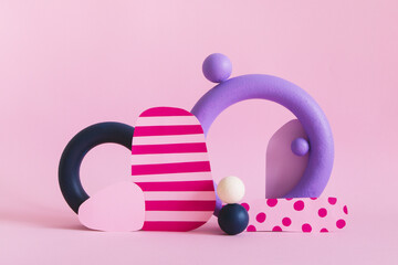 Different colored objects together on paper background