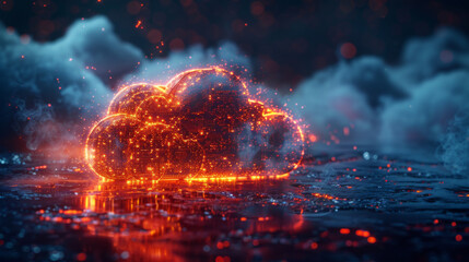 Cloud technology. Integrated digital web concept background.