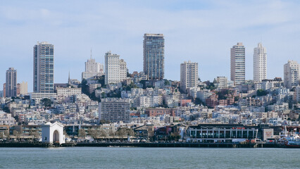 Fototapeta na wymiar Skyline of waterfront of downtown San Francisco.