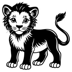 baby lion silhouette vector illustration svg file