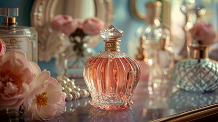 Obraz na płótnie Canvas Vintage perfume bottles on a dresser