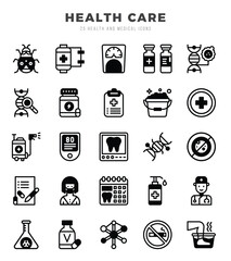 HEALTH CARE Icons Pack. Lineal Fill icons set. Lineal Fill icon collection set. Simple vector icons.