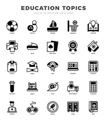 Education Topics icons set. Vector illustration.