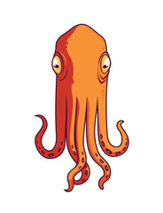 Cartoon Octopus, Kraken, Squid Character Mascot