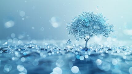 small tree made out of clear blue water