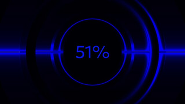 Animation 0 to 100 percent with circle lines on black background