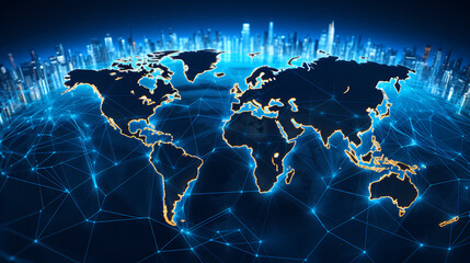 Abstract technology background of world map