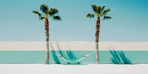 beach with palm trees and hammock