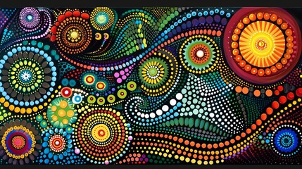 Aboriginal dot painting combines with the ancient art of mandalas. This fusion creates decorative artwork that merges the symbolism of both cultures.