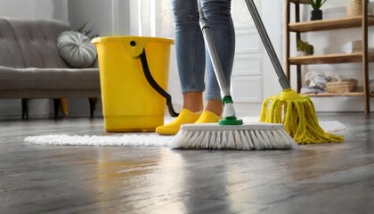Generated image of floor cleaning - obrazy, fototapety, plakaty