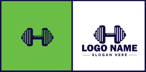 Dumbbell fitness Gym weights exercising athletic bodybuilding sports logo icon vector for business silhouette Dumbbell logo template