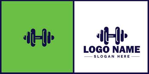 Dumbbell fitness Gym weights exercising athletic bodybuilding sports logo icon vector for business silhouette Dumbbell logo template
