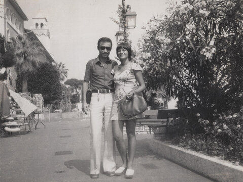 1974.  newlyweds during their honeymoon.