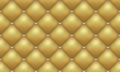 Seamless gold pattern with furniture leather upholstery. Luxury endless golden pattern. Carriage coupler vintage decor texture background. Premium ornament for design.